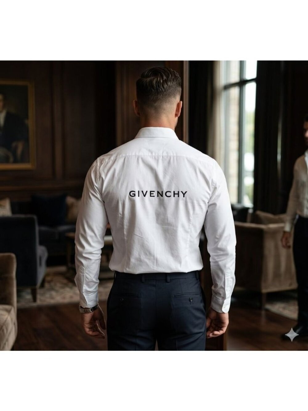 Givenchy Mens Classic Fit M White Cotton Button-Up Shirt With Logo Design - Picture 8 of 16